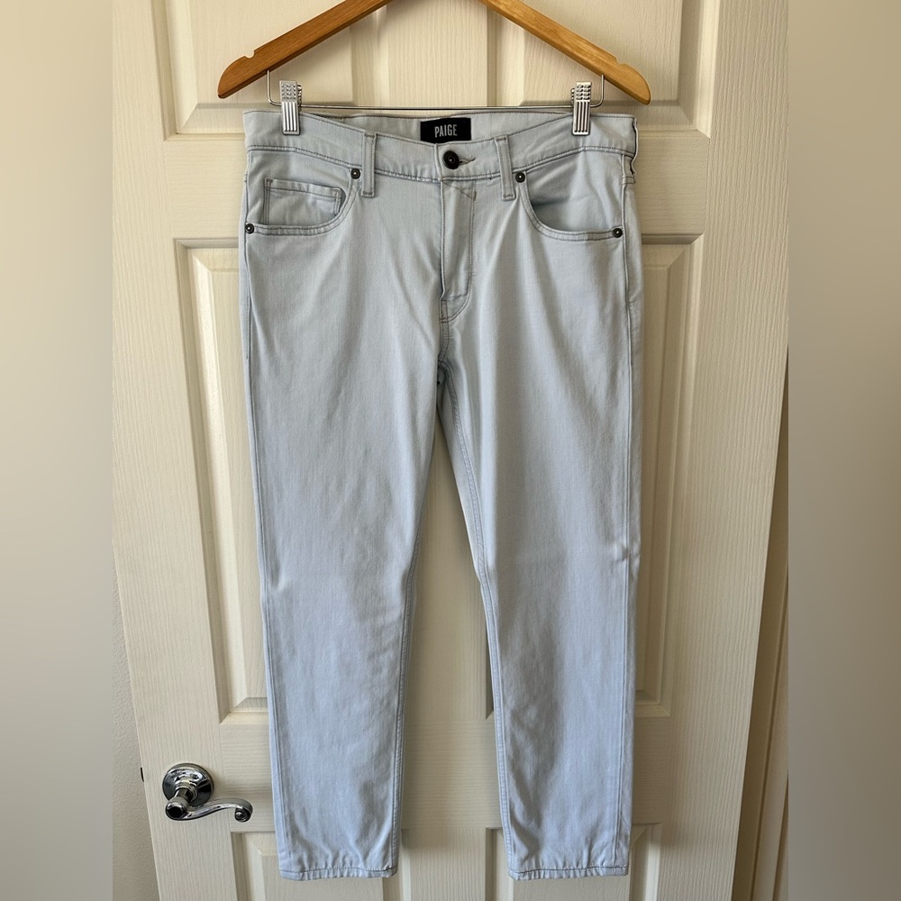 Paige Men’s Denim - light wash, excellent condition, 31” W x 26” L